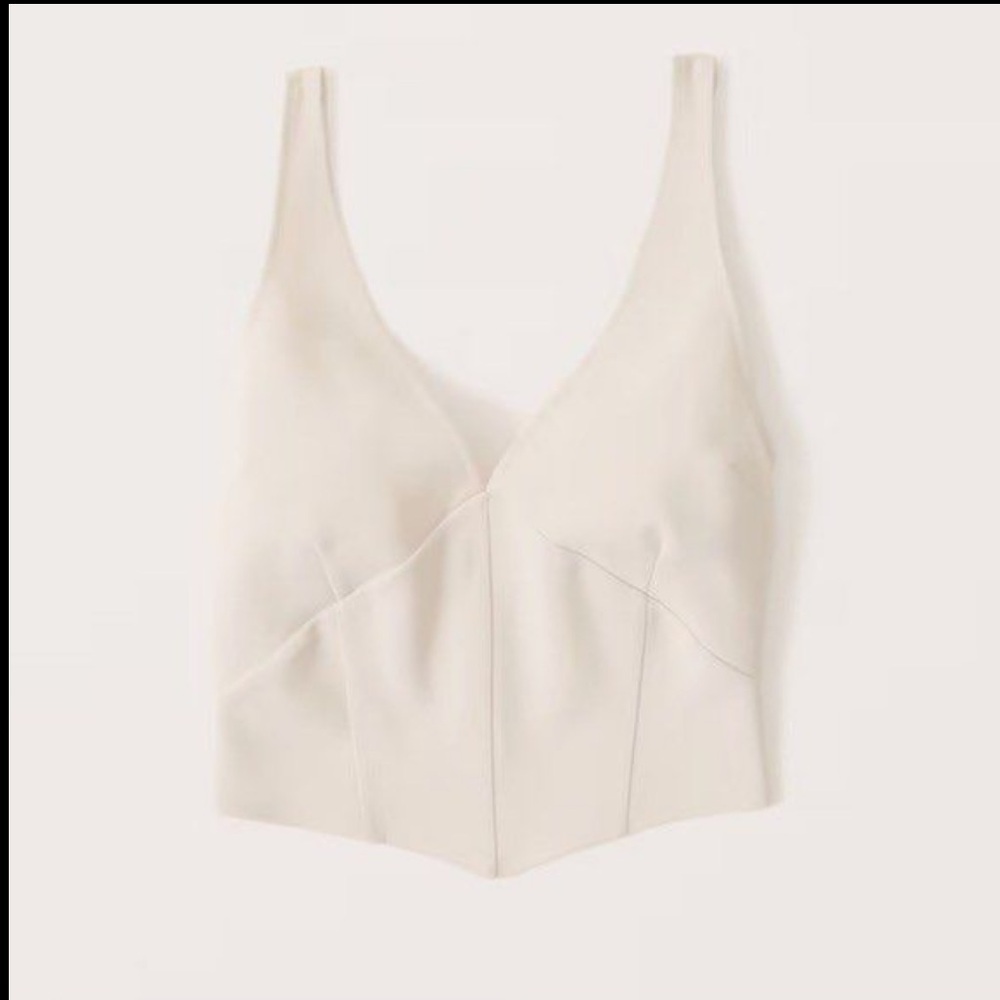 NWT Abercrombie & Fitch Cream Camisole Plunge Corset Top